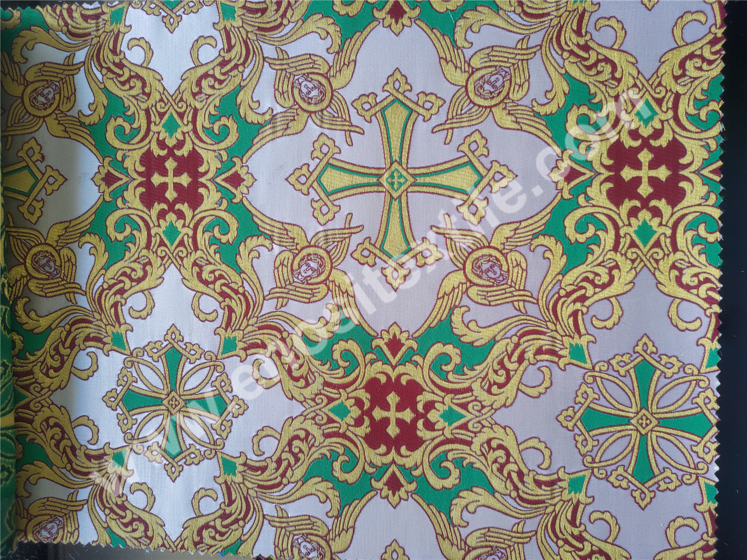 KL-5001 BORDEAUX-GOLD-L.GREEN Metallic Fabric